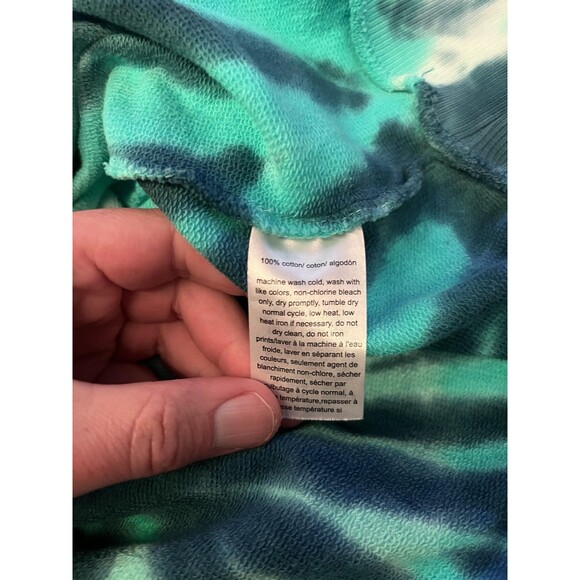 Tommy Hilfiger Sweatshirt Womens Medium Blue Green Tie Dye TOMMY Logo Crewneck - Picture 8 of 8